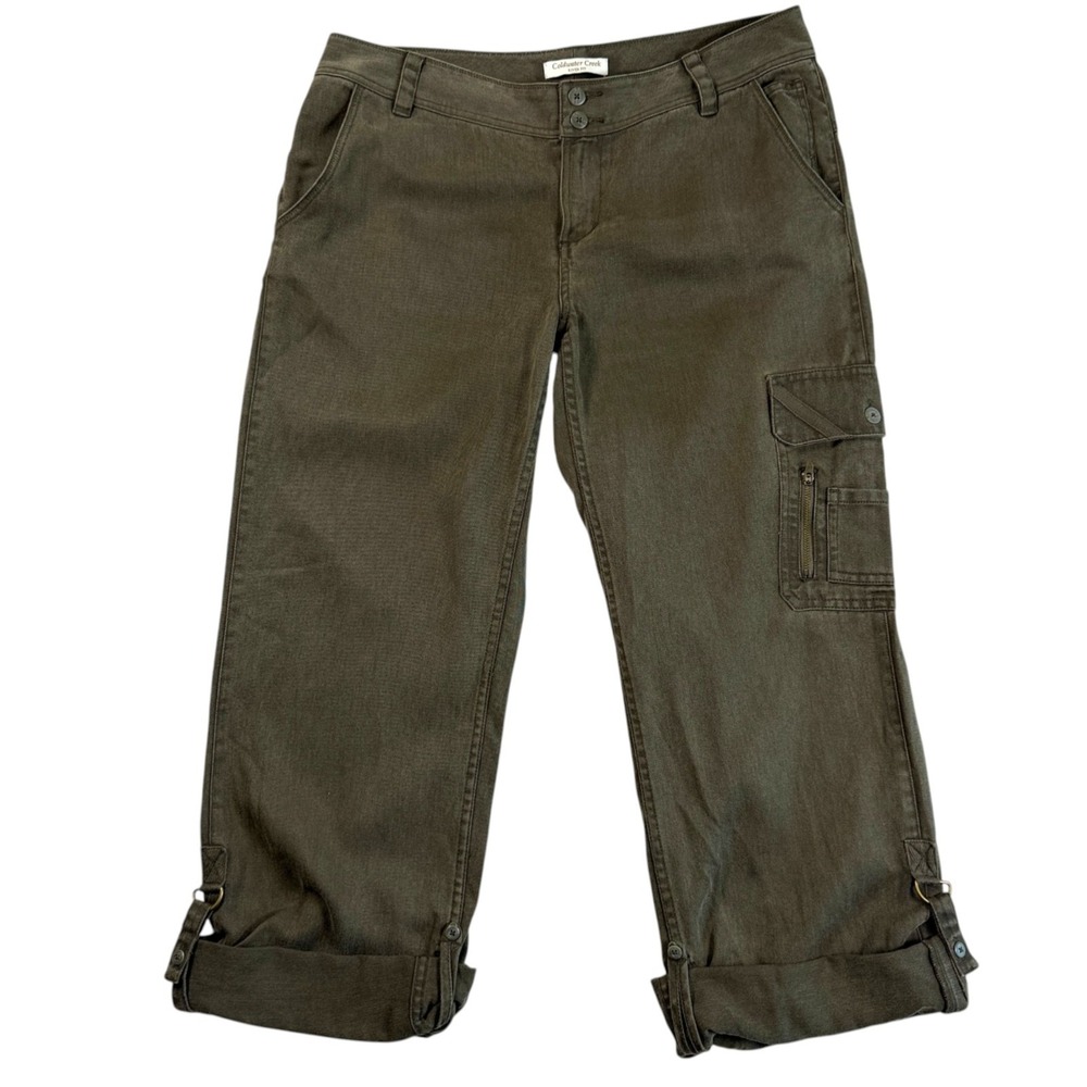 Coldwater Creek Womens River Fit Cargo Capri Roll Tab Pants Sz 12 Casual Utility